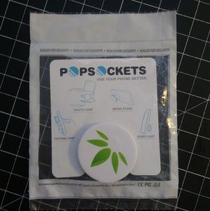 Popsocket White and Green Leaf Design